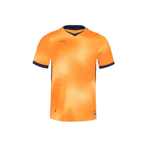 DECATHLON Футбол Джерси Мужской Абрикос Апельсин Флуоресцентный Светло-оранжевый Серо-голубой