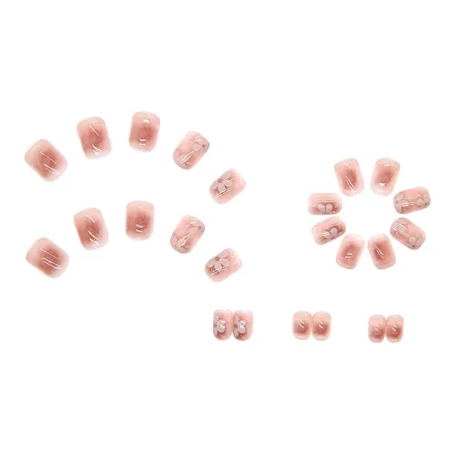 Sweet Pillow House Розовый Цветок Девчачий Милый Осветляющий Вишневый Цветок False Nail Короткий Квадратный And Круглый Розовый Смудж