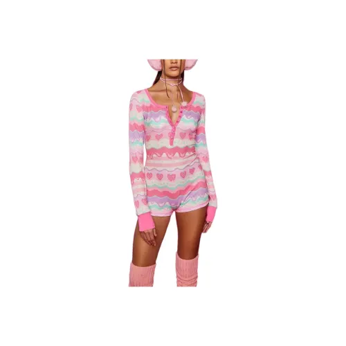 Dolls Kill Sugar Thrillz Cupcake one I Adore Теплоизоляционный Romper Комбинезон Женские Темно-розовый Темно-розовый