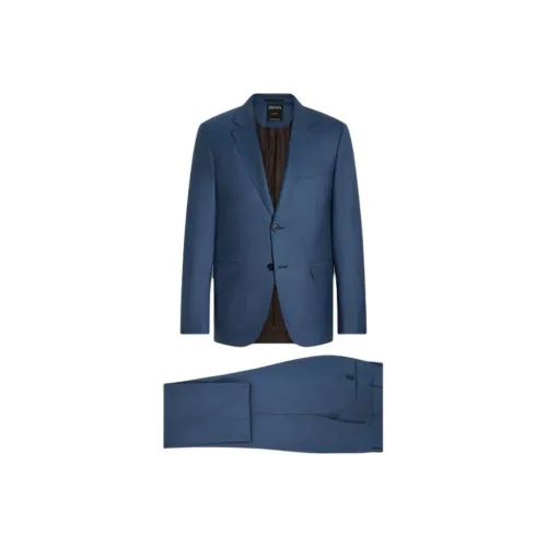 Zegna SS25 Бизнес-костюм Мужской Темно-синий Зеленый