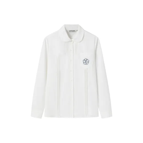 Tokyo Season Вишневый цветок Белый длинный рукав Женские рубашки