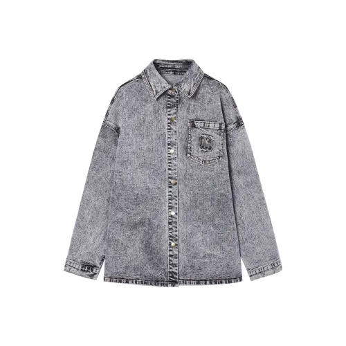 I'M ONE Промытый деним Серый Женские Рубашки