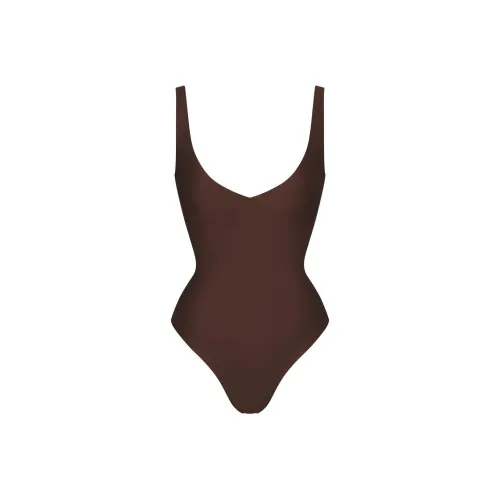 SKIMS Bodysuit Plunge String Без подкладки Комбинезон Женский COCOA COCOA