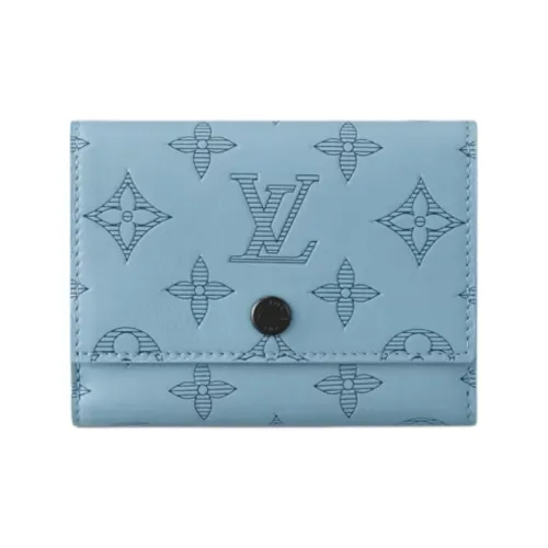 LOUIS VUITTON Victor Тисненый Телячья кожа Кошелек Обычный Мужской Небесно-голубой