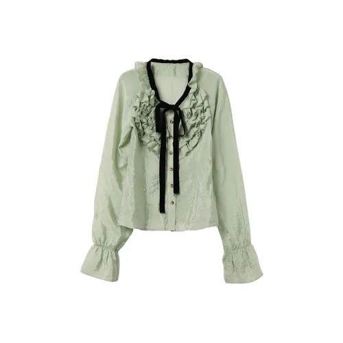 YITOUAGUA Зеленые Женские Рубашки