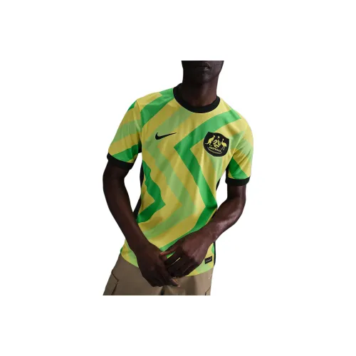 nike Dri Fit Австралия 2025 26 Домашняя Футболка Мужская Светлый Напряжение Желтый II Профессиональный Зеленый