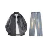 Set (Light Gray Shirts + Vintage Blue Jeans)  
Комплект (Светло-серые рубашки + винтажные синие джинсы)