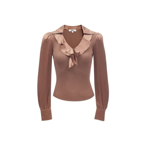 Only E10 Cub Коричневый Женские Шифоновые Рубашки