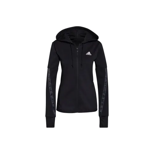 Adidas Lil Stripe Wedgiedesigned 2 Move Хлопок Touch Толстовка Куртки Пальто Женские Черный