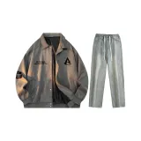 Комплект одежды (Топ темно-серый + Штаны желтого грязного цвета)