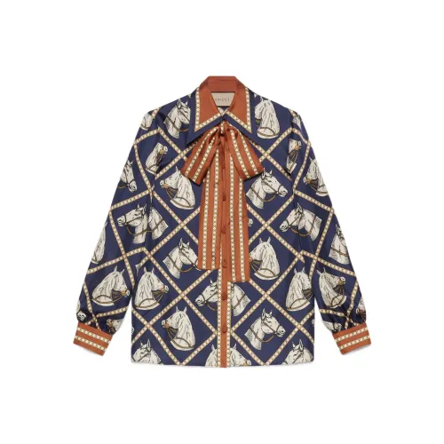 GUCCI Синие Коричневые Женские Рубашки