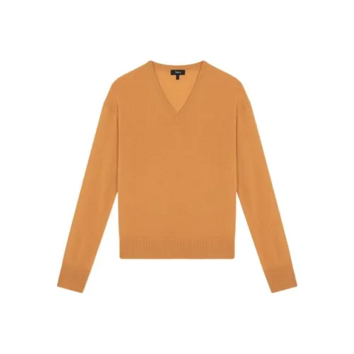 Theory Оранжево-коричневый Женские кашемировые свитеры