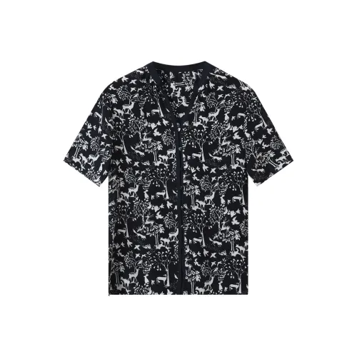 H YXIANG Рубашка Женская Синие С принтом