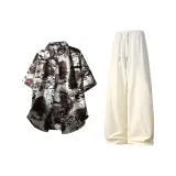 Кофе, рубашка, абрикосовые брюки