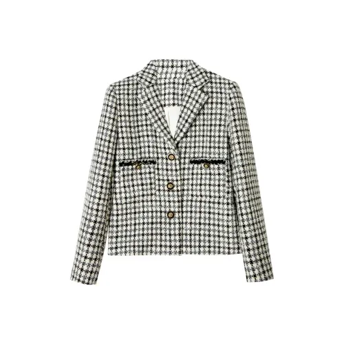 C+IMPRESS Черно-белая панда Ткани вязаные Клетчатый Женские Куртки