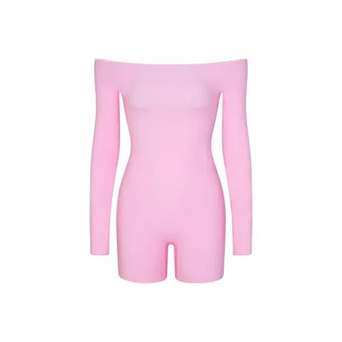 SKIMS День святого Валентина FITS EVERYBODY PICOT Комбинированный Off The Плечо ONESIE Комбинезон Женские Жвачка Жвачка