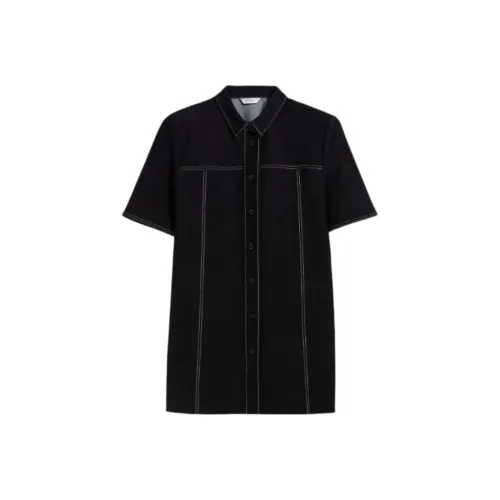 MaxMara Rea Коллекция Деним LOOK Джерси Туника Стиль Рубашка Женская Черная