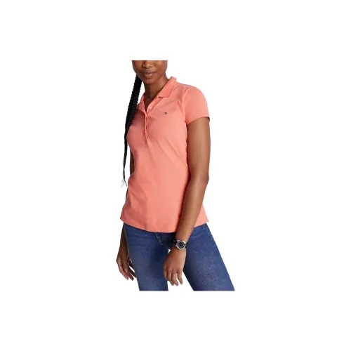 Tommy Hilfiger Slim Fit Эластичный хлопок POLO T Рубашки и Поло Коралловый Blossom Женская Розовая
