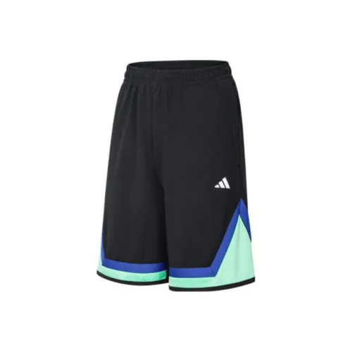 Adidas SS25 Баскетбольные шорты Мужские Черный Ярко-зеленый