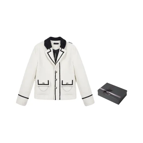 ONOFFON Однотонный Облегающий крой Пальто Весна-осень Женские Gift Box Set Включено Белый