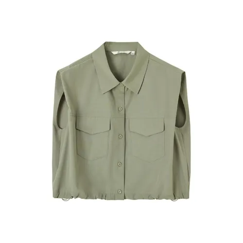 H'S x Faint Рубашка Женская Зеленая Хаки