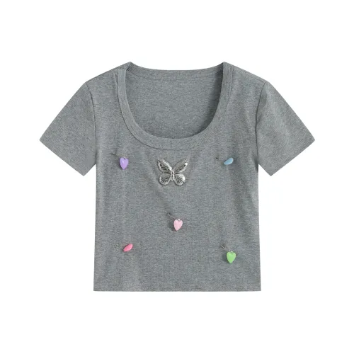 9 Кошачьих Лакомства Тикки Рубашка Женская Серого цвета