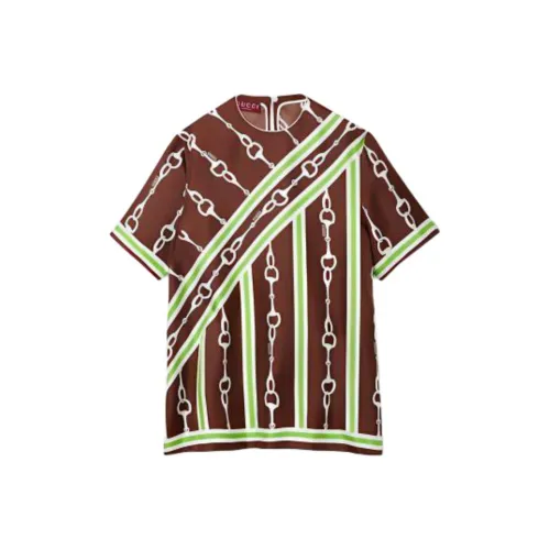 GUCCI Lido T Рубашка Женская Коричневая Зеленая