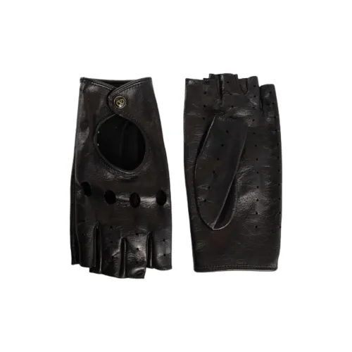 Valentino Напп Кожа Эмаль Металл Овечья Шкура Перчатки Женские Коричневый