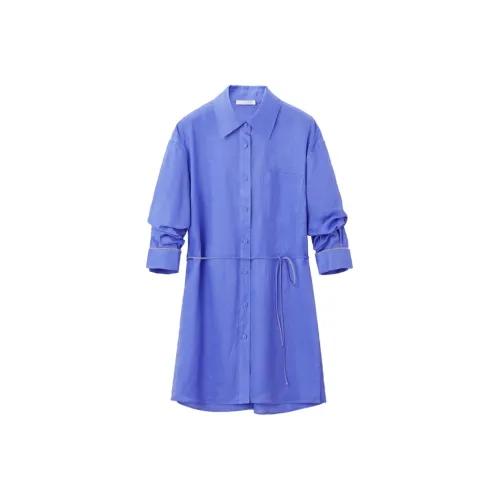 OVV Фиолетово-синий Однотонный 11 Женские Рубашки