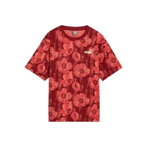 PUMA ESS +Graphic T Рубашка Женская Темно-Красная