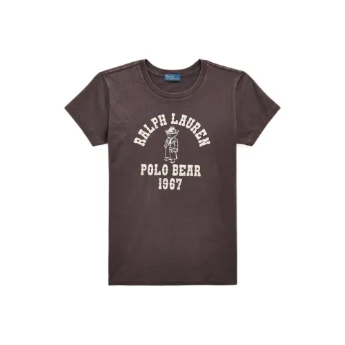 Polo Ralph Lauren Logo Letter Принт Круглый вырез Прямой крой Короткий рукав Т-рубашка Т-рубашка Женская Pebble Черный