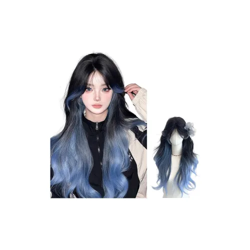YOSEE Длинные кудрявые волосы с фигуркой OF Eight Bangs Full Голова Перука Бабочка Синий