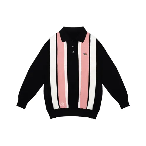 Ahhhing Черно-розовый Цветовой блок Унисекс Поло