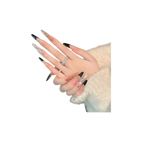 XIAMEIYU Французский Черная резинка False Nail Острый Тип Черный Jump Цвет Coquette