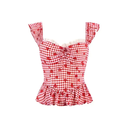 TIBINB Майка Женская Красная Клубничная