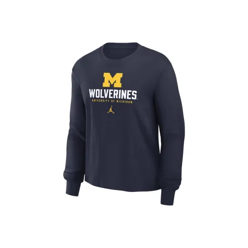 Jordan Michigan Wolverines T-Shirt Женская Университетская Морская