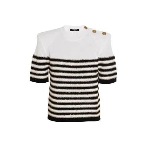 BALMAIN SS23 Стандартная T-рубашка Женская Белая