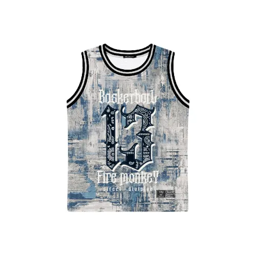 FireMonkey Баскетбольная Джерси Унисекс Синий Белый Серый