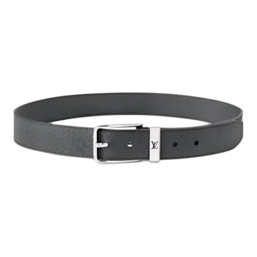 LOUIS VUITTON Металл Кожа Металлические детали Кожаные ремни Мужской Черный Ширина 3,5 см