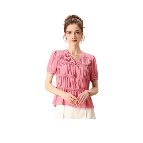 FENHONGMALI Рубашка Женская Розовый Персик