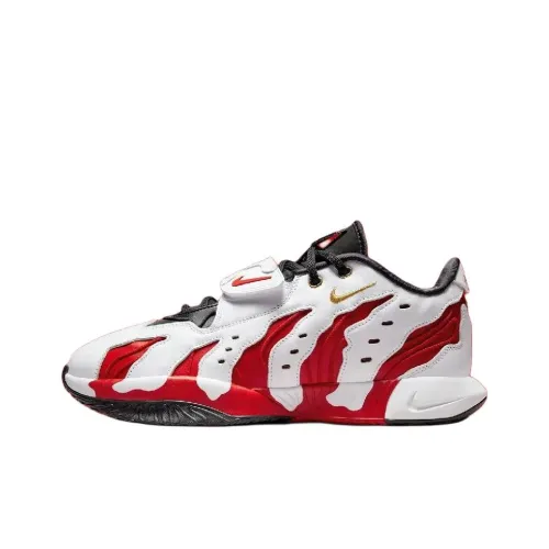 Nike Lebron 21 Slip Устойчивый к истиранию Низкий Топ Баскетбольные кроссовки Мужской Белый Красный