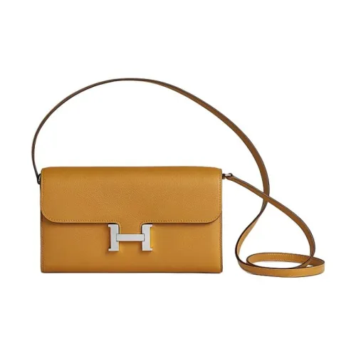 HERMES Constance To Go Evercolor Телячья кожа Кошелек Сумка через плечо Женская 28 Карамель