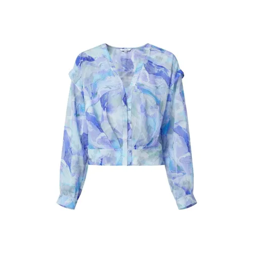 JZ. ANNAKRO Шифон Рубашка Женская Светло-фиолетовая с Узором