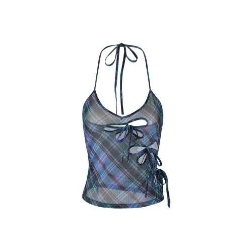 I.AM.GIA Viola Топ Топ на бретелях Женский Синий GINGHAM Синяя Клетка