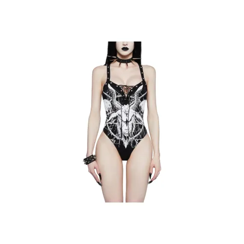 Dolls Kill Widow Готический Elegy Graphic Комбинезон Женские Черный Черный