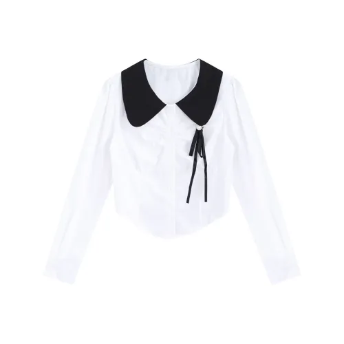 SNZX Белый с Арочным Галстуком Женские Рубашки