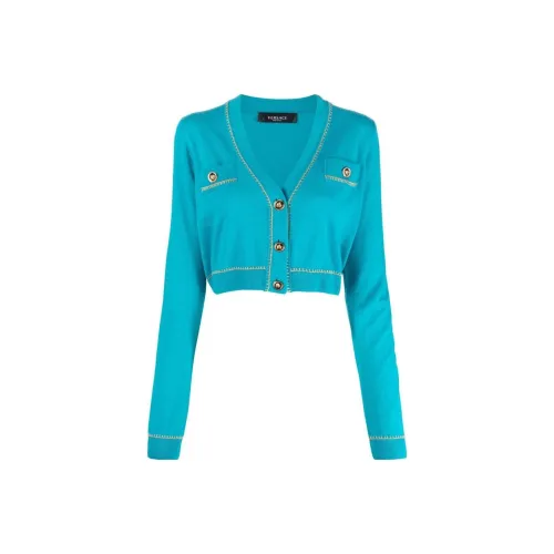 VERSACE SS23 Кашемир Свитер Женский Синий