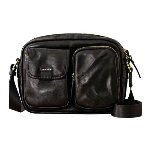 Back Step Сумка через плечо из крупнозернистой текстуры кожа коровы средний размер мужской многоцветный