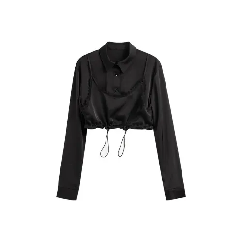 YITOUAGUA Черные Женские Рубашки