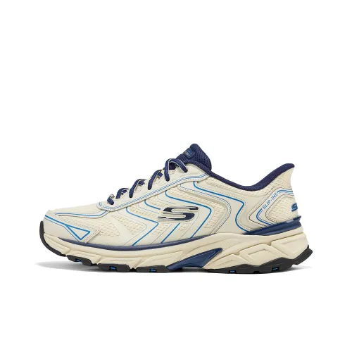 Skechers Silver Wing Shoes Легкий Низкий Топ Повседневная Обувь Мужская Бежевый Синий